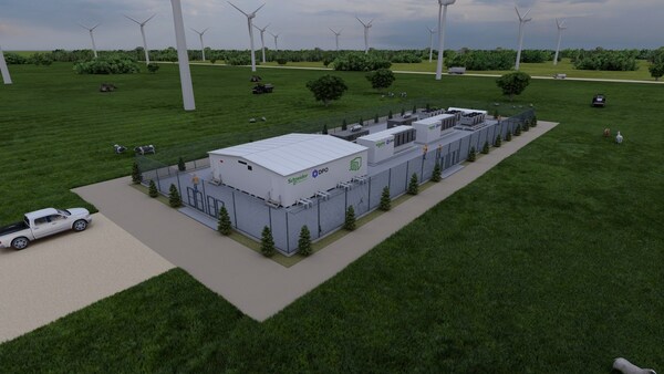 DPO & Schneider Electric wind-powered AI modular data center facility (artist rendering).
