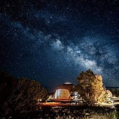 The Milky Way over a unique Sky Dome at Clear Sky Resorts Grand Canyon.