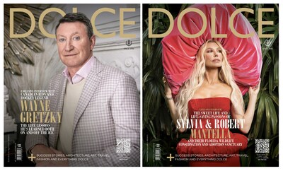 Wayne Gretzky and Sylvia Mantella on Dolce Magazine Dual Cover (CNW Group/Dolce Media Group)