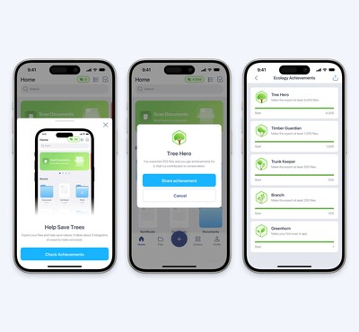 From April 2024, iScanner users will be able to earn eco-badges and see how many trees they were able to save by sharing documents electronically instead of printing them.