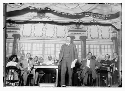 Former President Theodore Roosevelt speaking at the 11th Annual National Negro Business League Convention in New York City, New York on August 17-19, 1910.