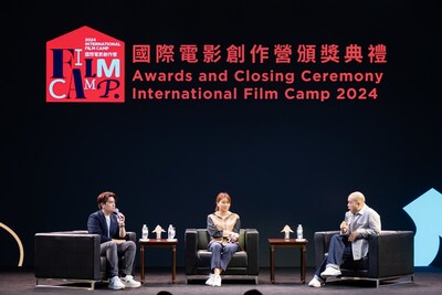 Participants of the International Film Camp (IFC) join a panel discussion on “The Future of Filmmaking” at The Londoner Macao Saturday, where producers shared their industry experience and insights on creating remarkable works in a fiercely competitive environment. Left to right: Guest speakers for IFC and Hong Kong film directors Sunny Chan, Norris Wong, and Jack Ng