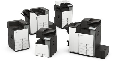 The new Lexmark 9-Series line of printers and multifunction products (MFPs) was announced in April 2024. The Lexmark 9-Series is composed of eight models: the Lexmark CX963, CX962, CX961, CS963, CX833, CX951, CX950 and MX953. Shown here are five enterprise models.  The Lexmark CX963, CX962, CX961, CS963 and CX833 models are scheduled to be available in June; the Lexmark CX951, CX950 and MX953 models are scheduled to be available in the first quarter of 2025.   Photo courtesy of Lexmark International ©2024