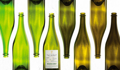 Champagne Telmont embraces transition glass in multiple shades of green.