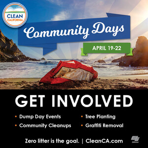 为了庆祝地球日，加州交通局邀请志愿者参加当地清洁加州社区日清洁活动