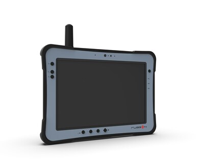 Front view. RuggON's Iridium Connected PX501 rugged tablet features a special antenna and built-in satcom module that lets you connect to the Iridium® satellite network (plus 5G and Wi-Fi 6E) – for reliable connectivity anywhere on the planet!