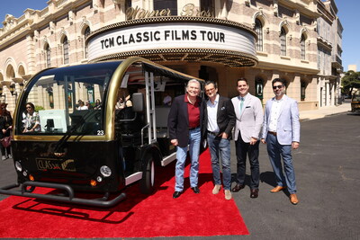 Warner Bros. Studio Tour Hollywood and TCM Classic Films Tour Kick-off Event: From Left To Right: Burton Gilliam (Actor), Ben Mankiewicz (TCM Host), Dave Karger (TCM Host), and Danny Kahn (Vice President and General Manager of WBSTH)