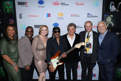 Pictured L-R: Alison Ball, Jae Deal, Myka Miller, Ernie Isley, Val Garay, David Helfant, Michael Sammis, pictured at The Guitar Center Music Foundation's Third Annual Benefit Gala and Concert on Thursday, April 4, 2024, at the Hollywood Roosevelt Hotel in Los Angeles, Calif., in Los Angeles. Photo credit: Arnold Turner/Eclipse Content.