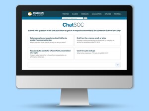 Sullivan on Comp Launches ChatSOC, an Innovative Chatbot for California Workers' Compensation Professionals, Integrated with Authoritative Legal Treatise