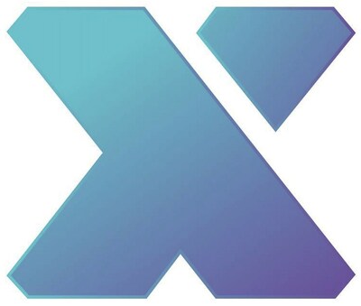 A multi-hued "X" logo on a white background