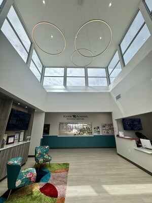Kiddie Academy of Mercer Crossing co-owner and architect Samina Hooda employed green design philosophy to create an environmentally friendly child care experience featuring a two-story sunlit atrium with skylights as well as large windows throughout the 12,000 square-foot building.