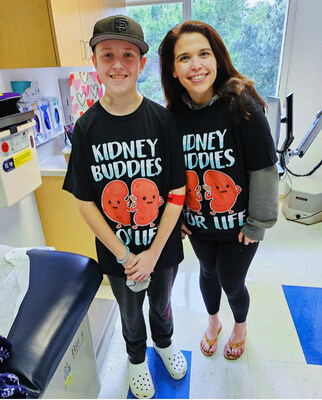 Jaxon Shaneyfelt meets his living kidney donor, Sarah Best, at a follow-up appointment.