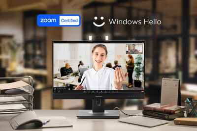The VG57V series webcam monitors feature Zoom Certified and Windows Hello dual certifications.