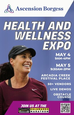 The free, two-day, family-friendly Ascension Borgess Health & Wellness Expo will take place during the 2024 Zeigler Kalamazoo Marathon Event Weekend May 4th-5th