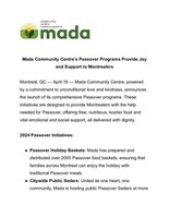 Mada Community Centre's Passover Programs Provide Joy and Support to Montrealers