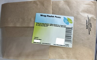 Wrap poulet pesto_Derrière (Groupe CNW/Ministère de l'Agriculture, des Pêcheries et de l'Alimentation)