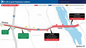 Fermeture complète du pont Papineau-Leblanc du 26 au 29 avril 2024