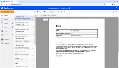 Received faxes are stored in an inbox folder. Faxes can be quickly found using automatic optical recognition (OCR) and full-text search.