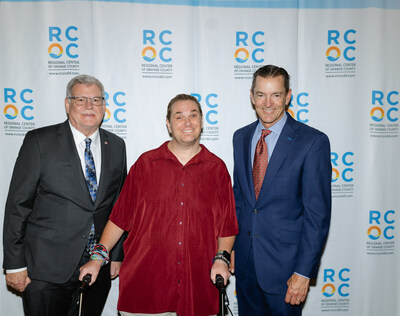 Pictured L-R: RCOC Executive Director Larry Landauer, Self-Advocate Spotlight Award Honoree Nick Westphalen, RCOC Board Chair Chip Wright.