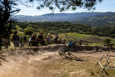 Monster Army rider Ryan Pinkerton from Aliso Viejo, California, rose to second place in the Elite Men Mountainbike Downhill race at the 2024 Sea Otter Classic Mountain Bike Competition