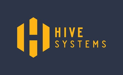 Yellow hexagon with a letter H cut out of it and Hive Systems written next to it.