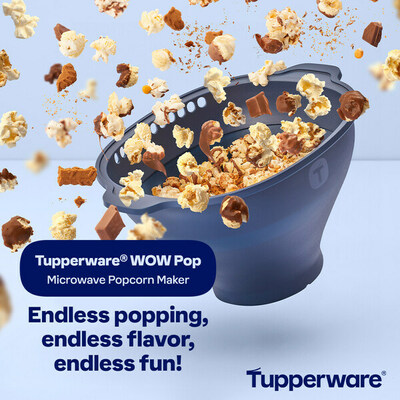 The Tupperware WowPop microwave popcorn maker allows consumers to create gourmet popcorn with beginner-level effort. Its collapsible silicone design saves space and its glass insert ensures even and efficient popping. Best of all, you can find 28 amazing recipes to spark your creativity in the kitchen on Tupperware.com.