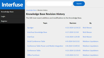 Interfuse Knowledge Base Revision History