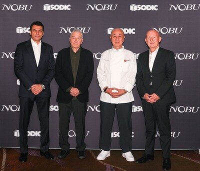 Ayman Amer, gerente geral da Sodic, Robert De Niro, cofundador da Nobu Hospitality, Nobu Matsuhisa, cofundador da Nobu Hospitality, Trevor Horwell, CEO da Nobu Hospitality (PRNewsfoto/NOBU HOSPITALITY)