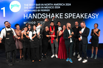 Handshake Speakeasy in Mexico City is crowned No.1 at the third annual North America's 50 Best Bars awards 2024, sponsored by Perrier. (PRNewsfoto/50 Best)