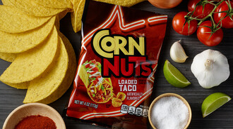 CORN NUTS® Loaded Taco Flavor corn kernels provide a bold yet familiar flavor, with notes of garlic, onion, tomato, paprika and lime.