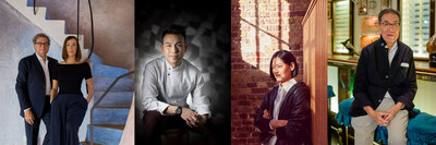 L-R: Paris-based design duo Bruno Moinard and Claire B?taille of Moinard B?taille; Asia's 50 Best and Michelin-starred Chef and Krug Ambassade Vicky Cheng; Award-winning Hong Kong interior designer Joyce Wang; Hong Kong interior design legend Albert Kwan (PRNewsfoto/ACCELA PTE LTD)