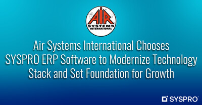 Air Systems International Chooses SYSPRO ERP Software to Modernize Technology Stack and Set Foundation for Growth  Manufacturer of air filtration, ventilation, and portable area lighting solutions worked with SYSPRO partner Lonehill Systems and valued the attentive, informed service provided