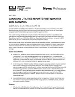 CANADIAN UTILITIES REPORTS FIRST QUARTER 2024 EARNINGS