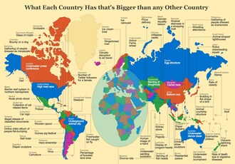Map showing the biggest thing in each country