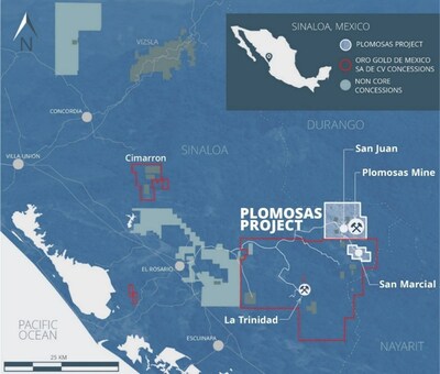 Figure 1: GR Silver Mining Plomosas Project mining concessions, Sinaloa, Mexico. (CNW Group/GR Silver Mining Ltd.)