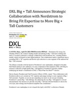 DXL Big + Tall Announces Strategic Collaboration with Nordstrom to Bring Fit Expertise to More Big + Tall Customers