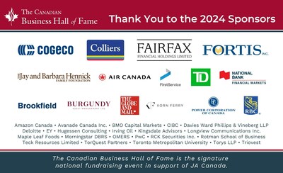 Logos and list of 2024 CBHF Sponsors (CNW Group/JA Canada)