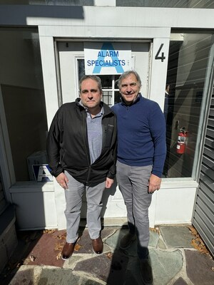 David Miranda, General Manager at Pye-Barker, with Gary Davis (right), Owner and President at Alarm Specialists. Pye-Barker is excited to have the Alarm Specialists team onboard.