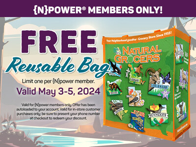 Celebrate Montana Day at Natural Grocers with a free reusable tote bag and a $5 off coupon for in-store purchases for all {N}power® members.