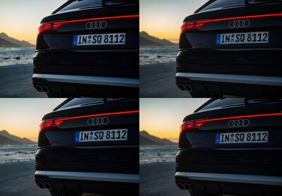 Multi-image closeup of digital Atala OLED rear lighting in the Audi Q8. Courtesy of Audi.