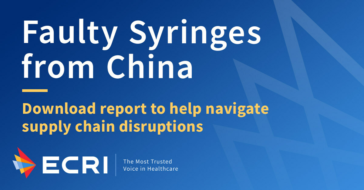 Global patient safety nonprofit releases guidance for navigating supply chain disruptions caused by faulty syringes from China - Vimarsana News