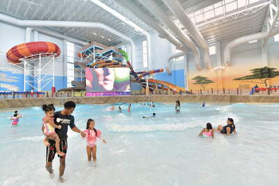A young family explores the zero-depth entry wave pool at Kalahari Resorts & Conventions, home to America's largest indoor waterparks. (Picture provided by Kalahari Resorts and Conventions)