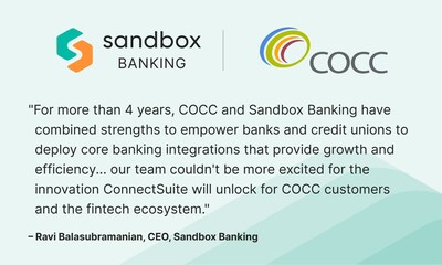 Sandbox Banking chosen as API Management and Integration Platform as a Service (iPaaS) provider for new COCC ConnectSuite platform.