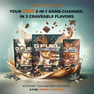 G FUEL's Energy + Protein Formula in Chocolate, Café Mocha, and French Vanilla Latte Flavors