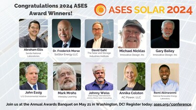 Congratulations to the 2024 ASES Award Winners! ASES invites all stakeholders and enthusiasts in the renewable energy community to join us in celebrating the accomplishments of these remarkable individuals. Learn more and register at ases.org/conference.