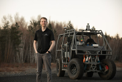 Potential CEO Sam Poirier with the company's P0 test vehicle, an all-electric, quad-motor, 550hp off-road technology testbed with an array of sensors (including cameras and lidar) to mirror any customer configuration. P0 is used to develop and refine Potential's core platforms Terrain Intelligence and Off-Road OS, which use forward-facing cameras and AI to interpret upcoming terrain conditions, features and hazards, equipping vehicles to become proactive instead of reactive.