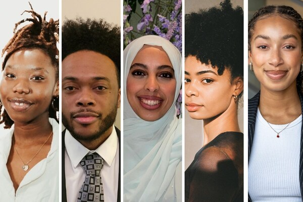 The recipients of the 2023 CJF Black Journalism Fellowships are Dominique Gené, Démar Grant, Zuhra Jibril, Daysha Loppie and Aajah Sauter. (CNW Group/The Canadian Journalism Foundation)