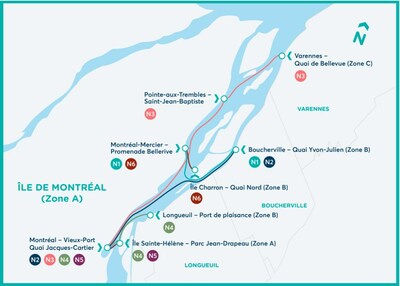 Carte du rseau des navettes fluviales de l'ARTM 2024 (Groupe CNW/Autorit rgionale de transport mtropolitain (ARTM))
