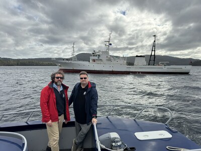 The Captain Paul Watson Foundation has just acquired The Bandero, a former Japanese Fisheries Patrol ship,  to combat illegal whaling in the Southern Ocean Whale Sanctuary. The vessel, which has just sailed from Busan, Korea, will dock in Hobart, Tasmania. Photo: Captain Locky MacLean (left) and CEO, Omar Todd (right).