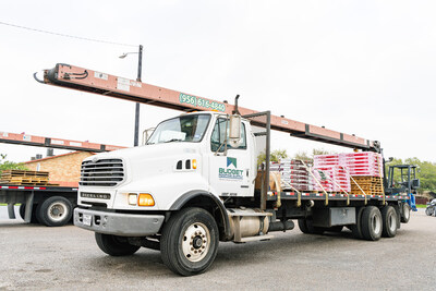 Photo of a Budget Roofing Supply truck ready to deliver roofing materials.